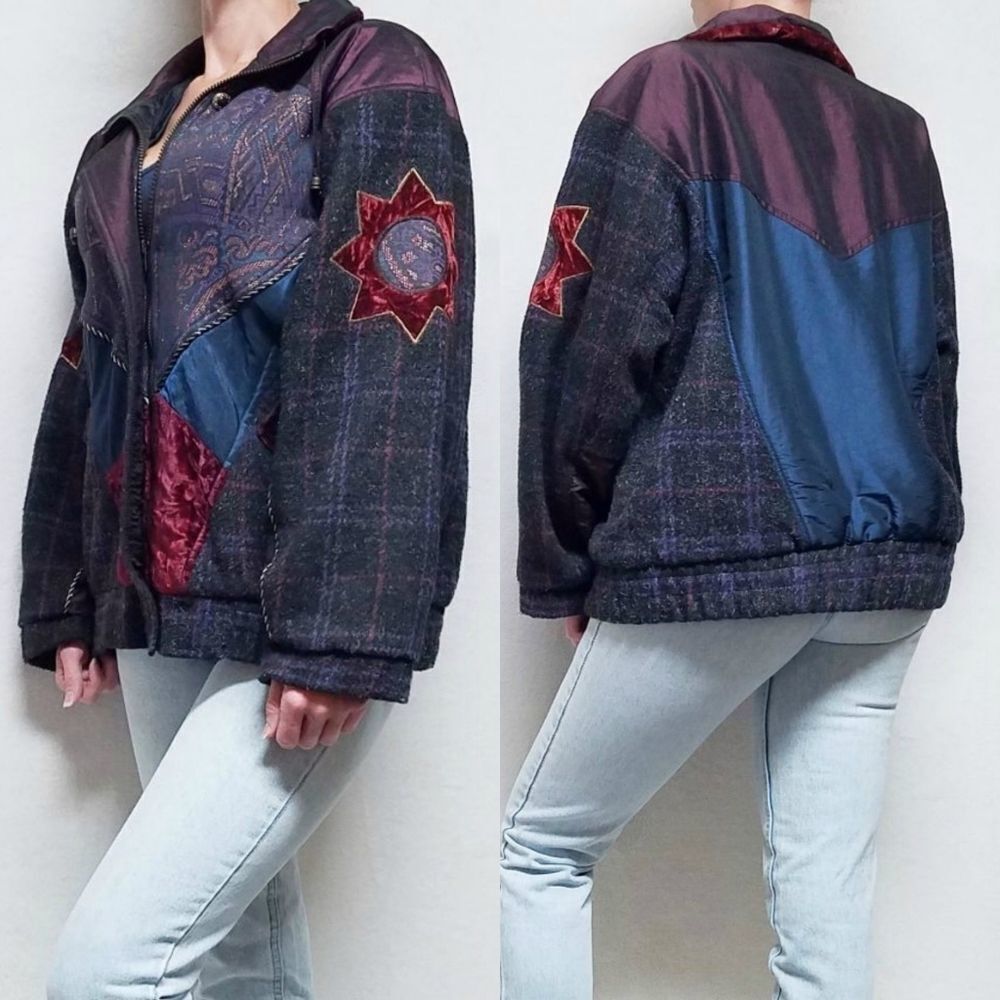 RARE Vintage Karizma Sun Stars Moon Metallic Velvet Satin Tapestry Jacket M